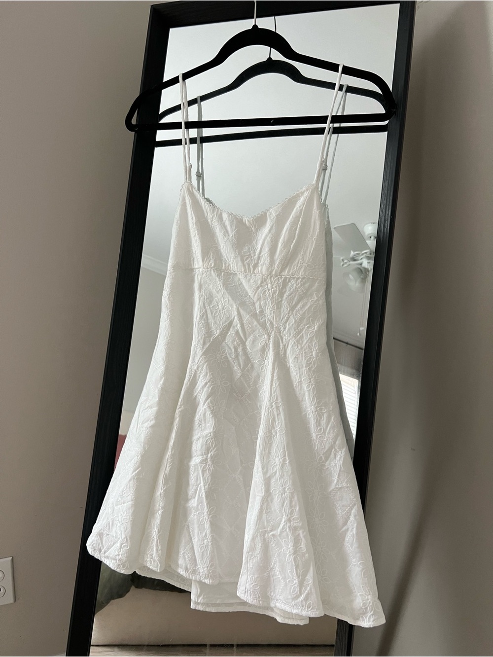 White Spaghetti Strap Dress with Tie Back Detail